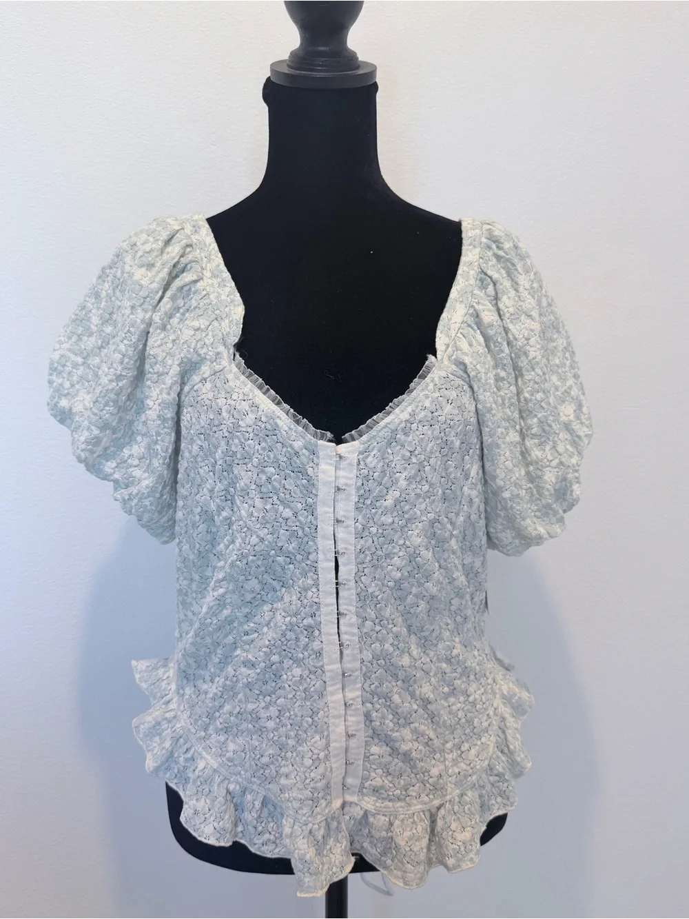 Light Blue Lace Peekaboo Crop Top